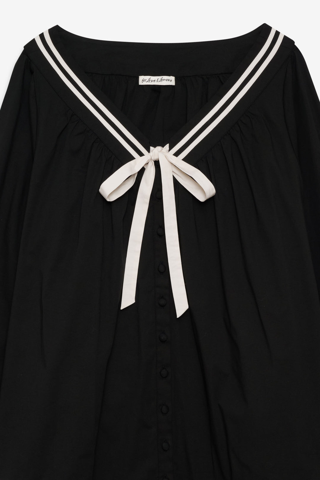 Helena Poplin Long Sleeve Mini Dress — Black