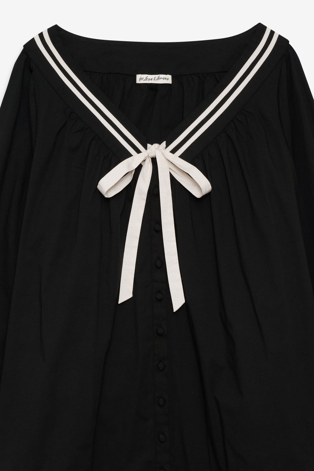 Helena Poplin Long Sleeve Mini Dress — Black