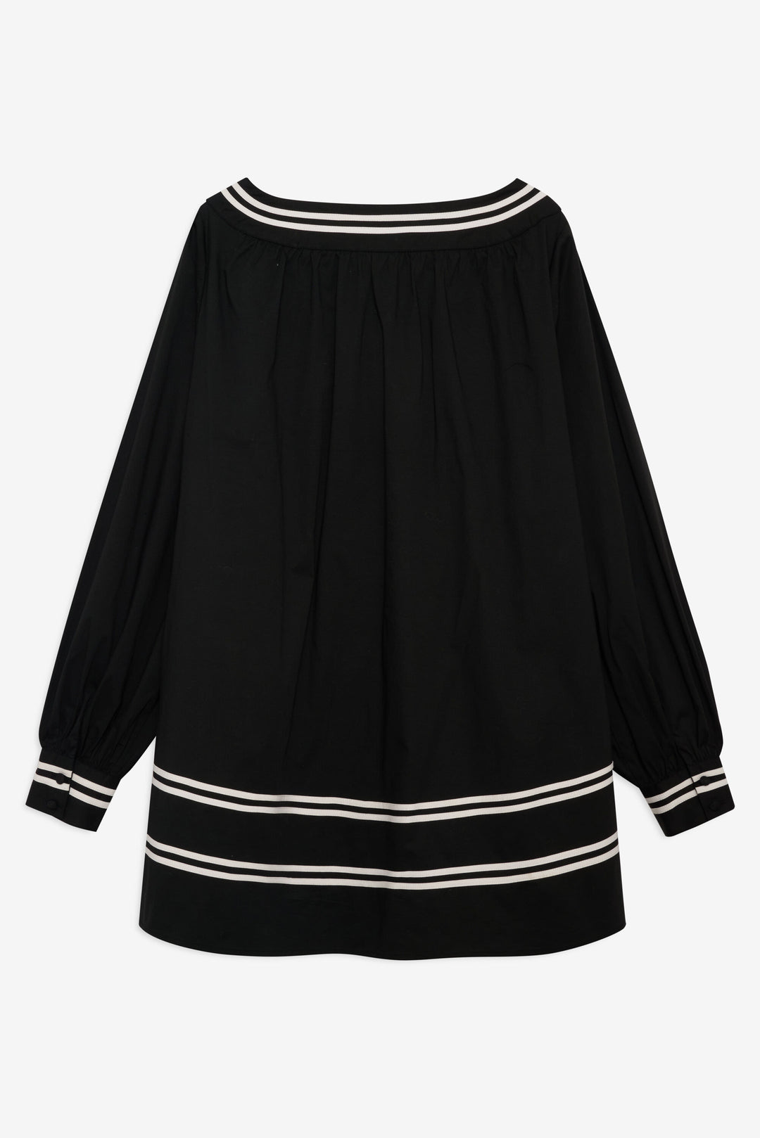 Helena Poplin Long Sleeve Mini Dress — Black