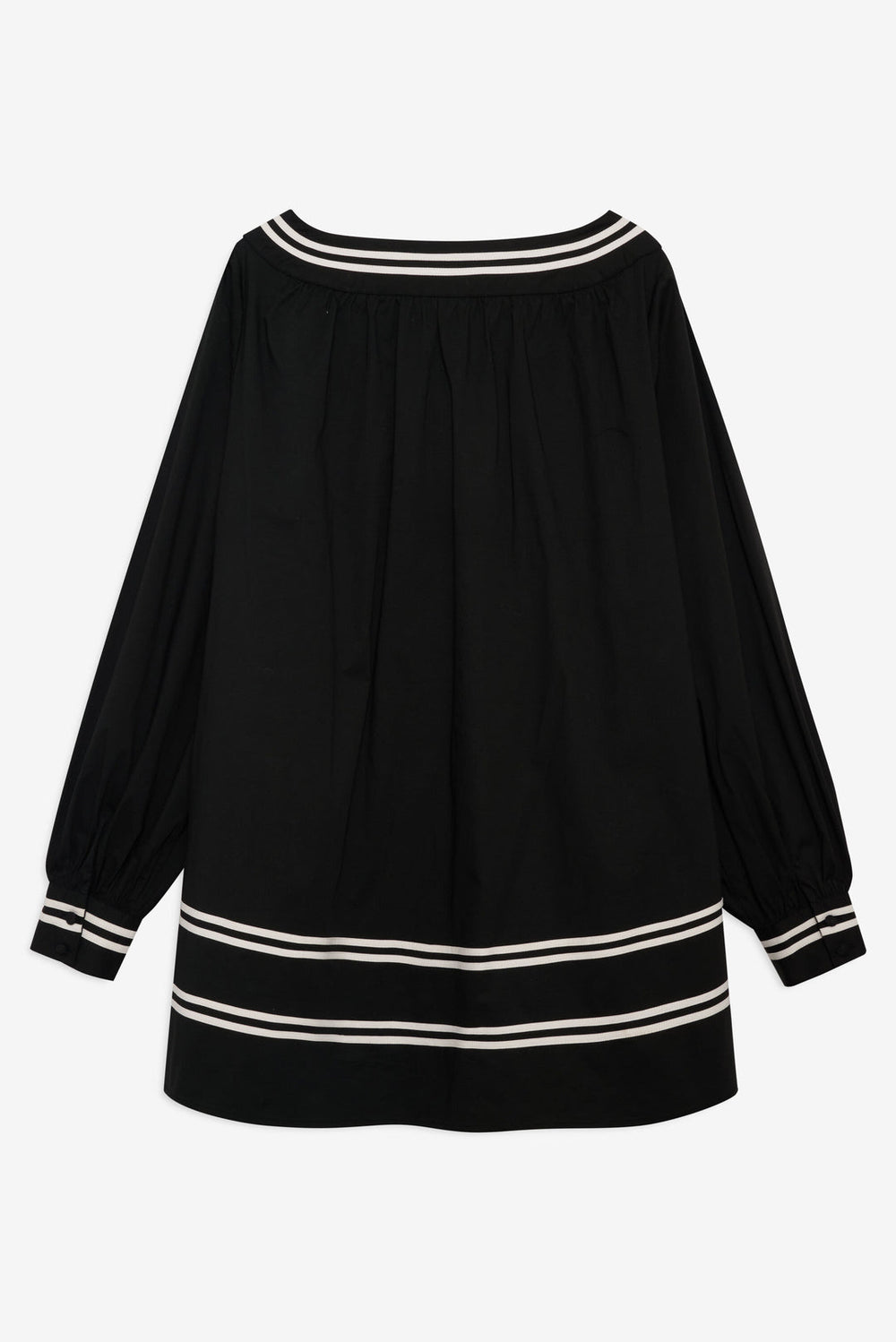 Helena Poplin Long Sleeve Mini Dress — Black