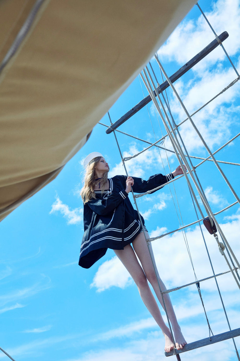 Helena Poplin Long Sleeve Mini Dress — Black