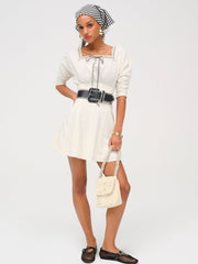 Baby Daisy Poplin Mini Dress — White