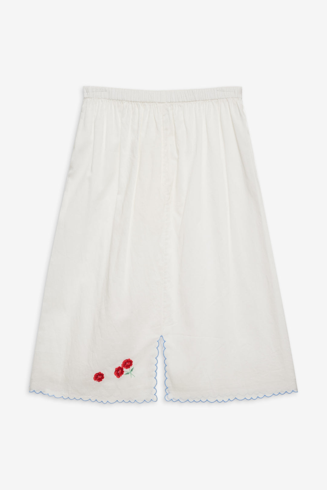 Forget Me Not Embroidery Midi Skirt — White