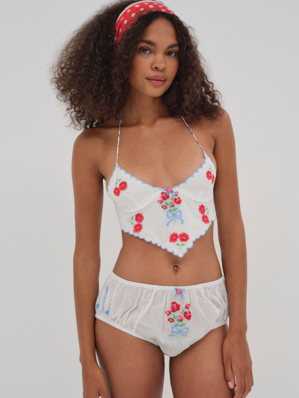 Forget Me Not Embroidery Bloomer Panty — White