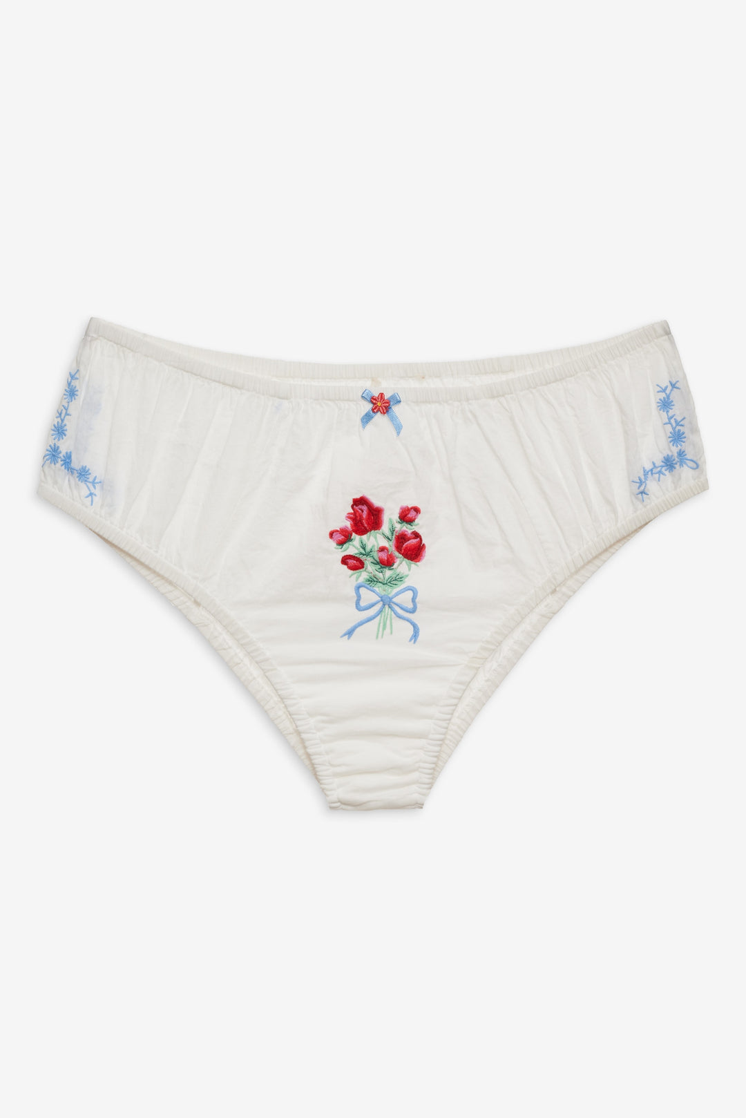 Forget Me Not Embroidery Bloomer Panty — White
