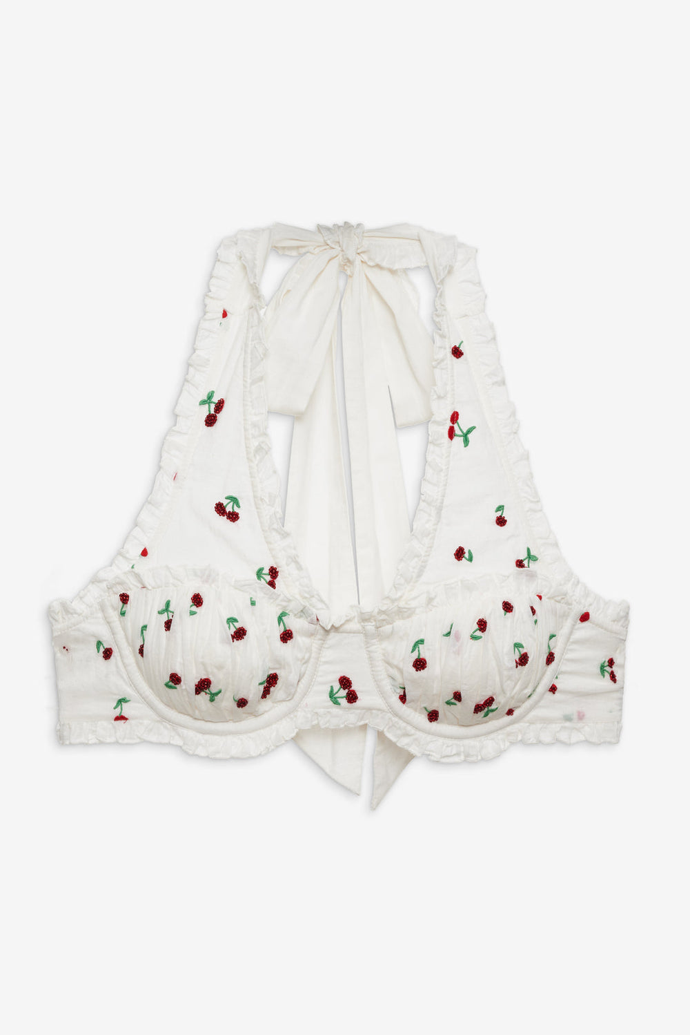 Beaded Cherries Underwire Bra — Red