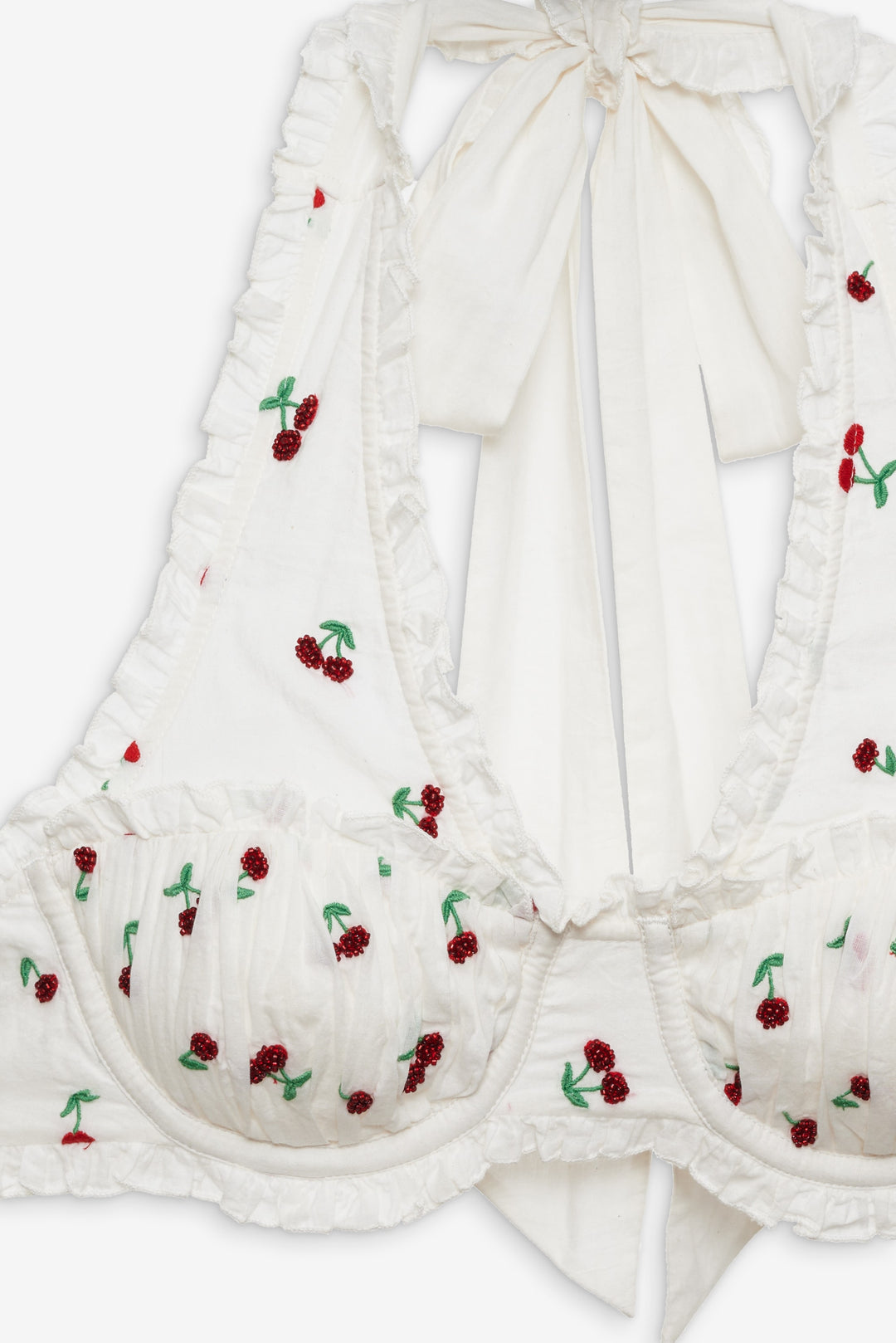 Beaded Cherries Underwire Bra — Red