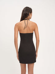 Helena Poplin Mini Dress — Black