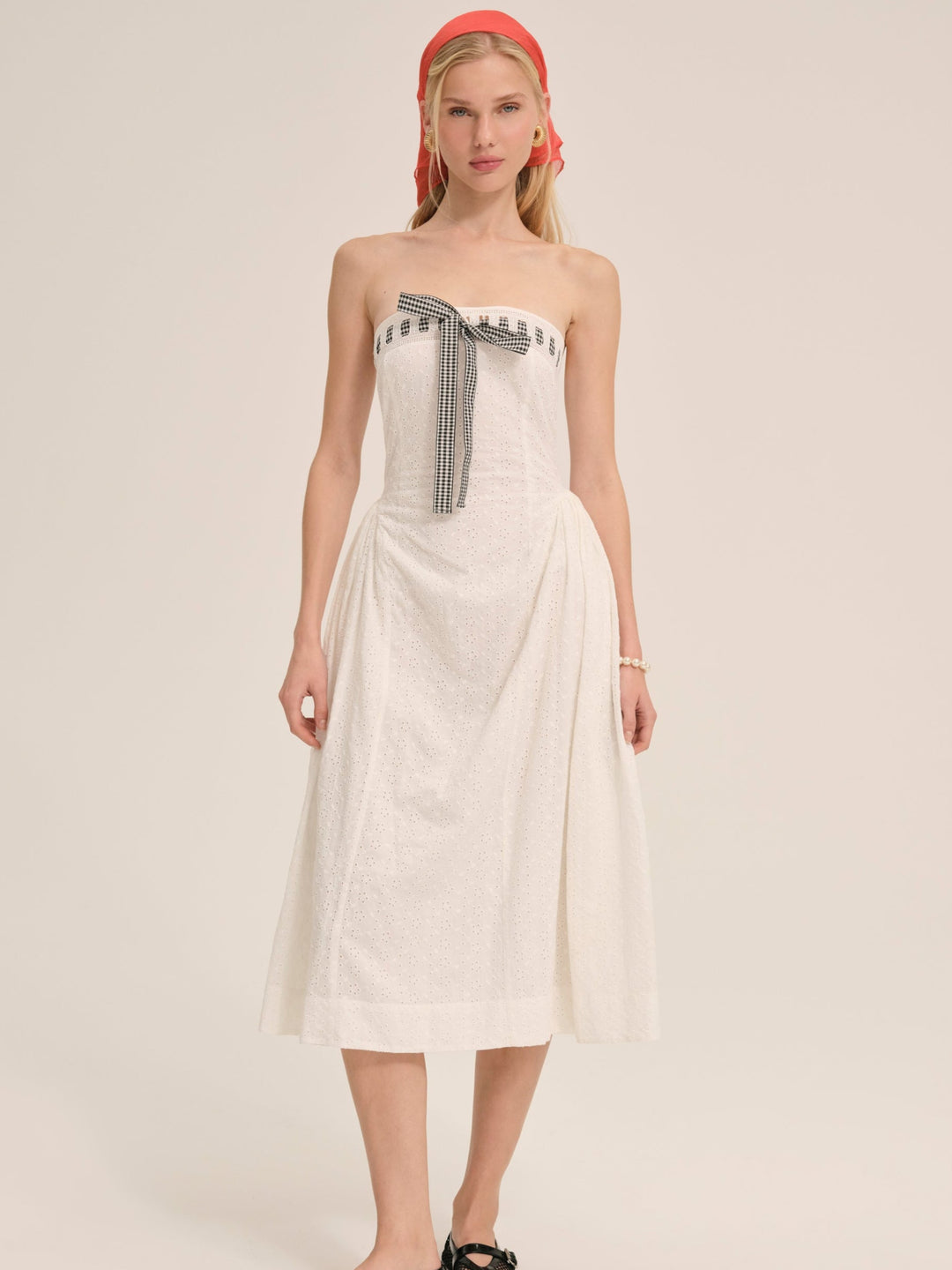 Rosie Ribbon Midi Dress — White