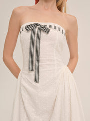 Rosie Ribbon Midi Dress — White