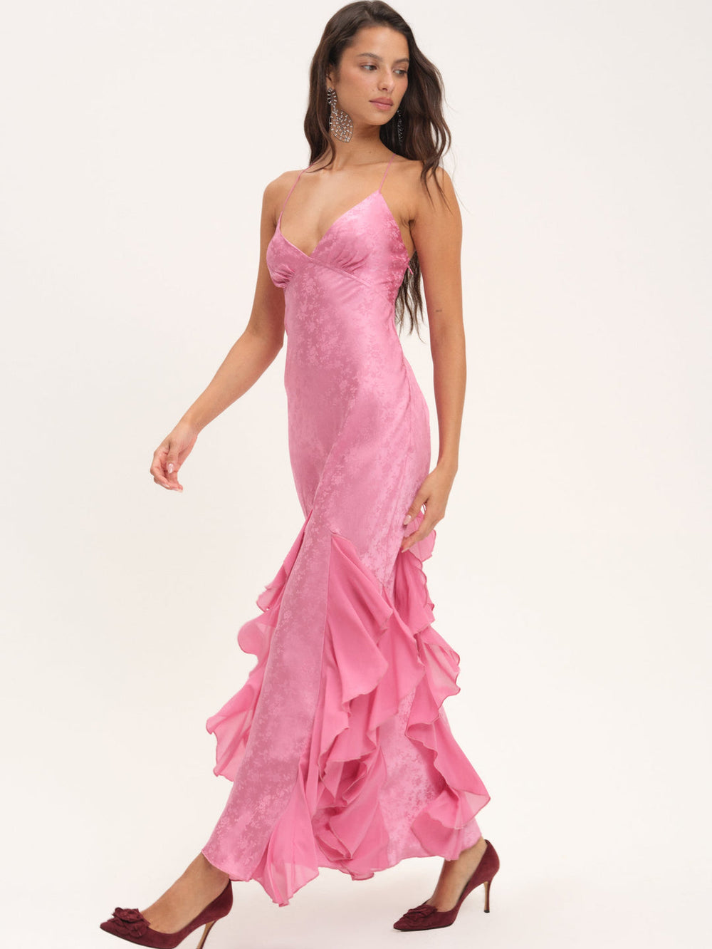 Elea Silk Maxi Dress — Rose