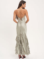 Elea Silk Maxi Dress — Sage