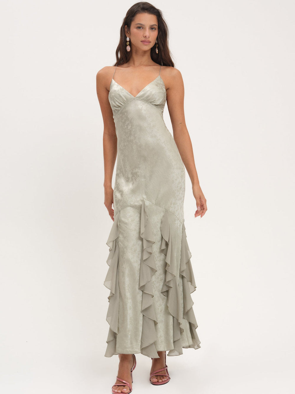 Elea Silk Maxi Dress — Sage