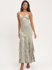 Elea Silk Maxi Dress — Sage
