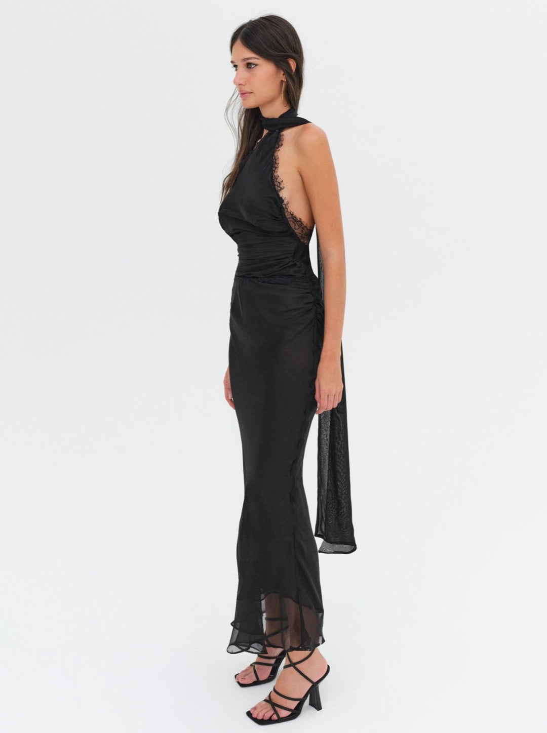 Angela Chiffon Maxi Dress — Black