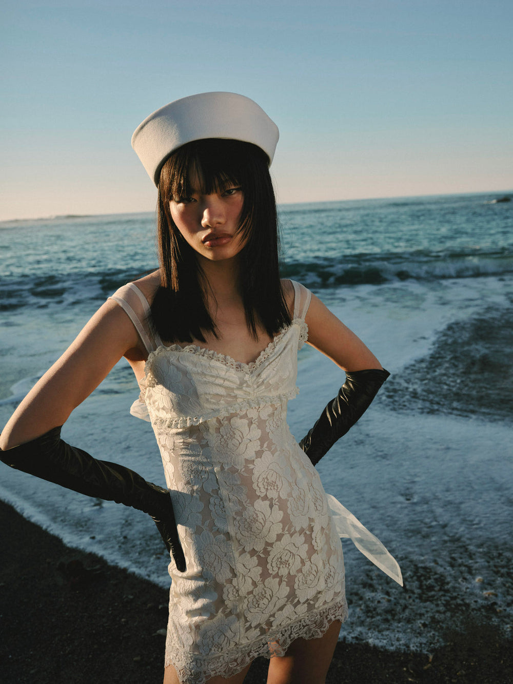 Claudia Rose Lace Mini Dress — Cream