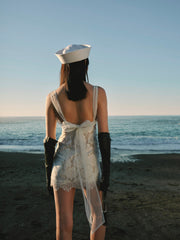 Claudia Rose Lace Mini Dress — Cream