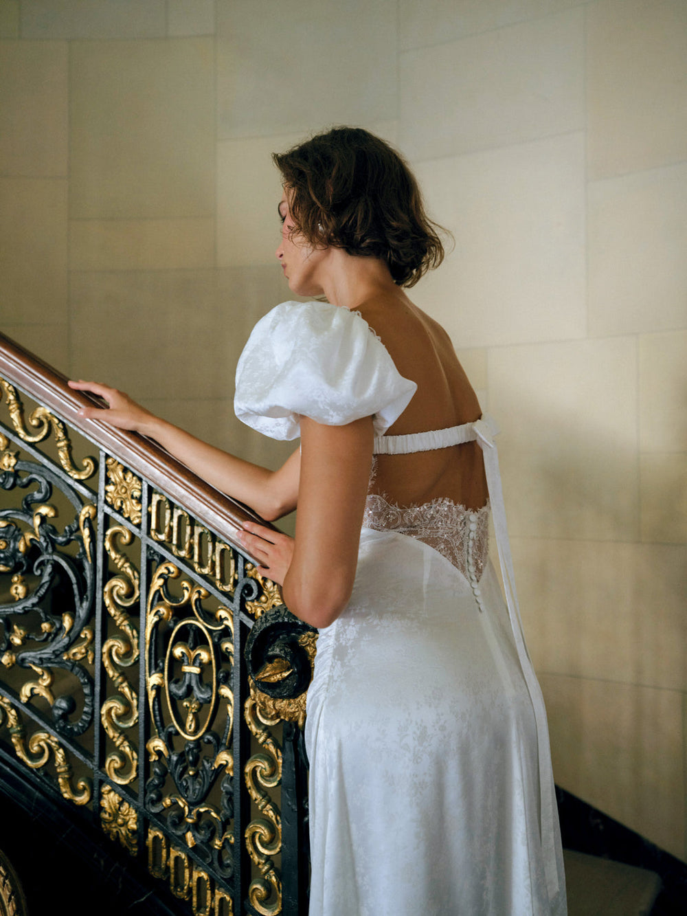 Aurelia Jacquard Gown — White