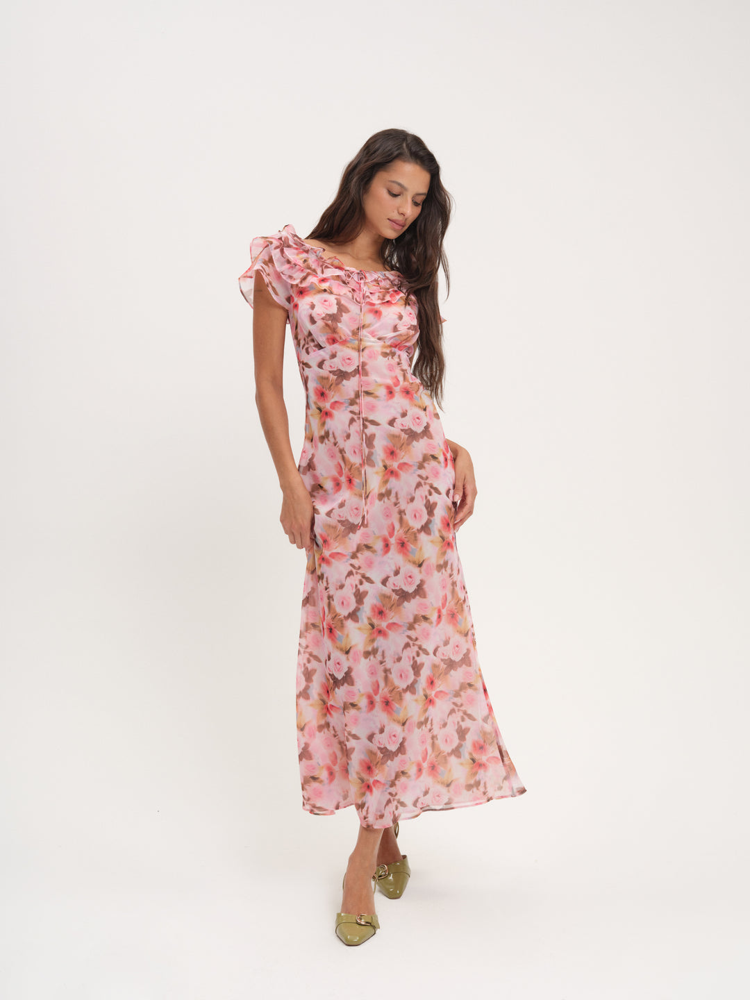 Fallen Floral Maxi Dress — Pink