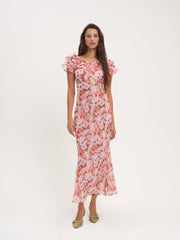Fallen Floral Maxi Dress — Pink