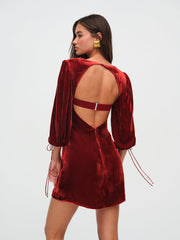 Nadine Velvet Mini Dress — Red