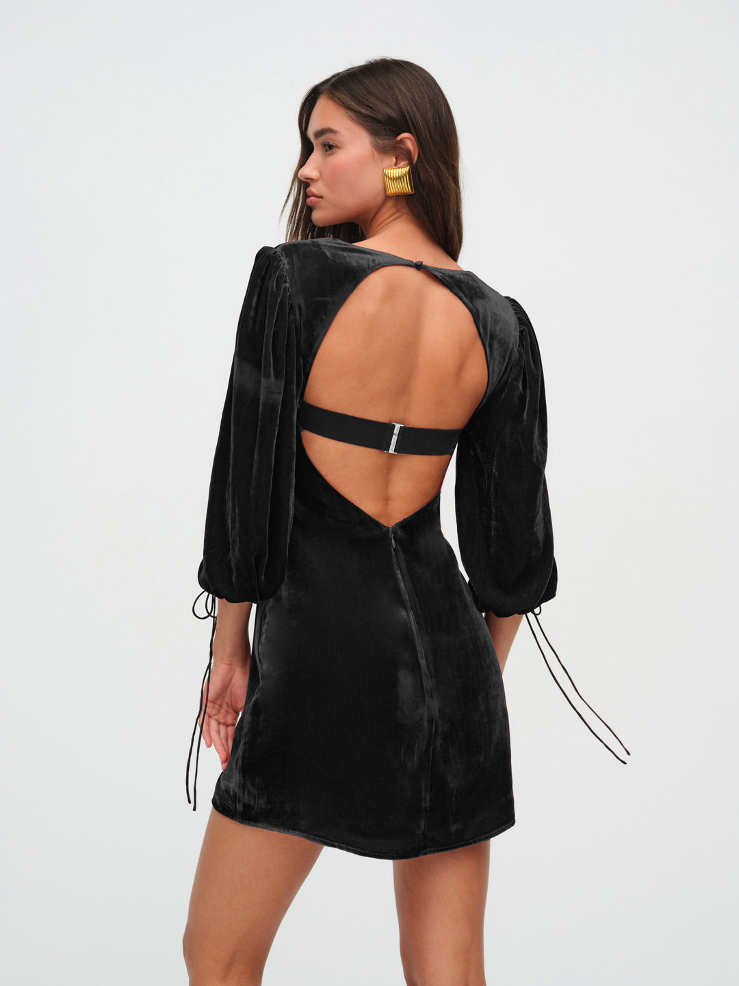 Nadine Velvet Mini Dress — Black