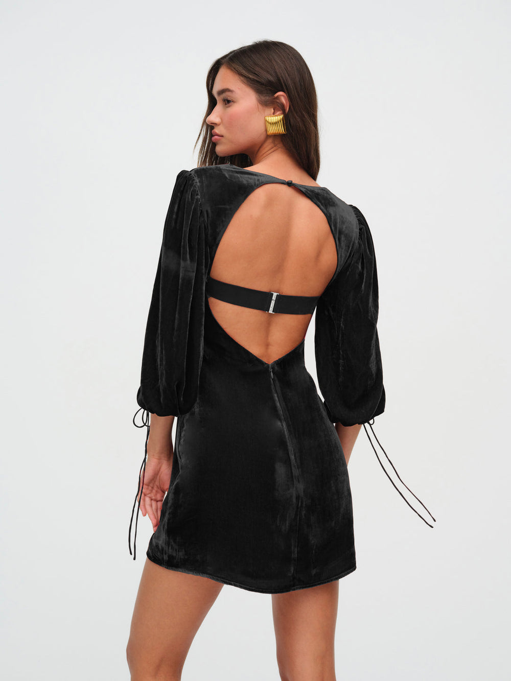 Nadine Velvet Mini Dress — Black