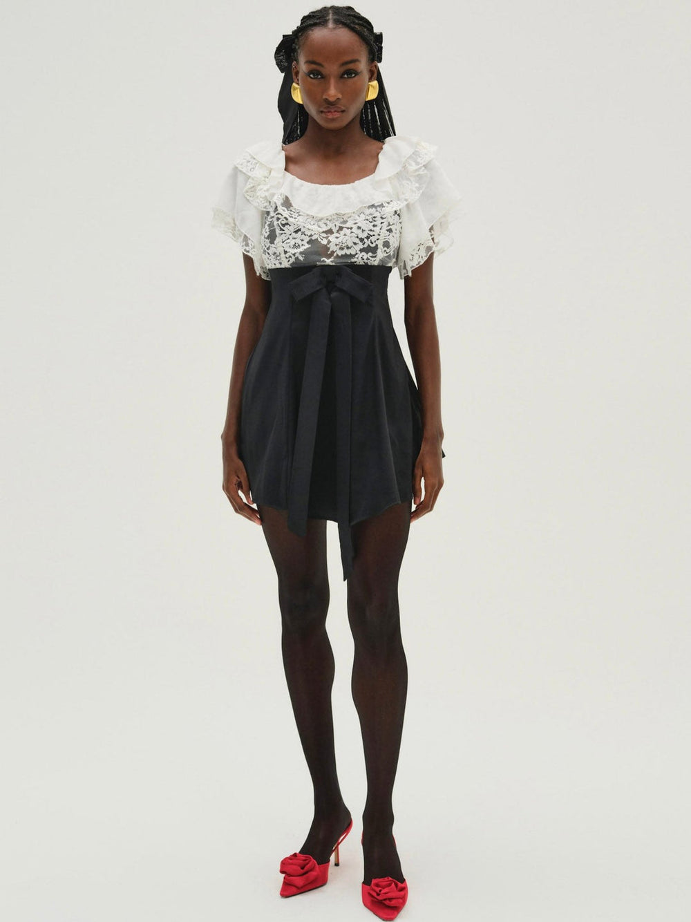 Holiday Lace Mini Dress — White