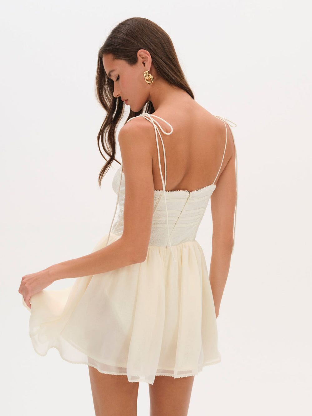 Rosie Jacquard Bustier Mini Dress — Cream