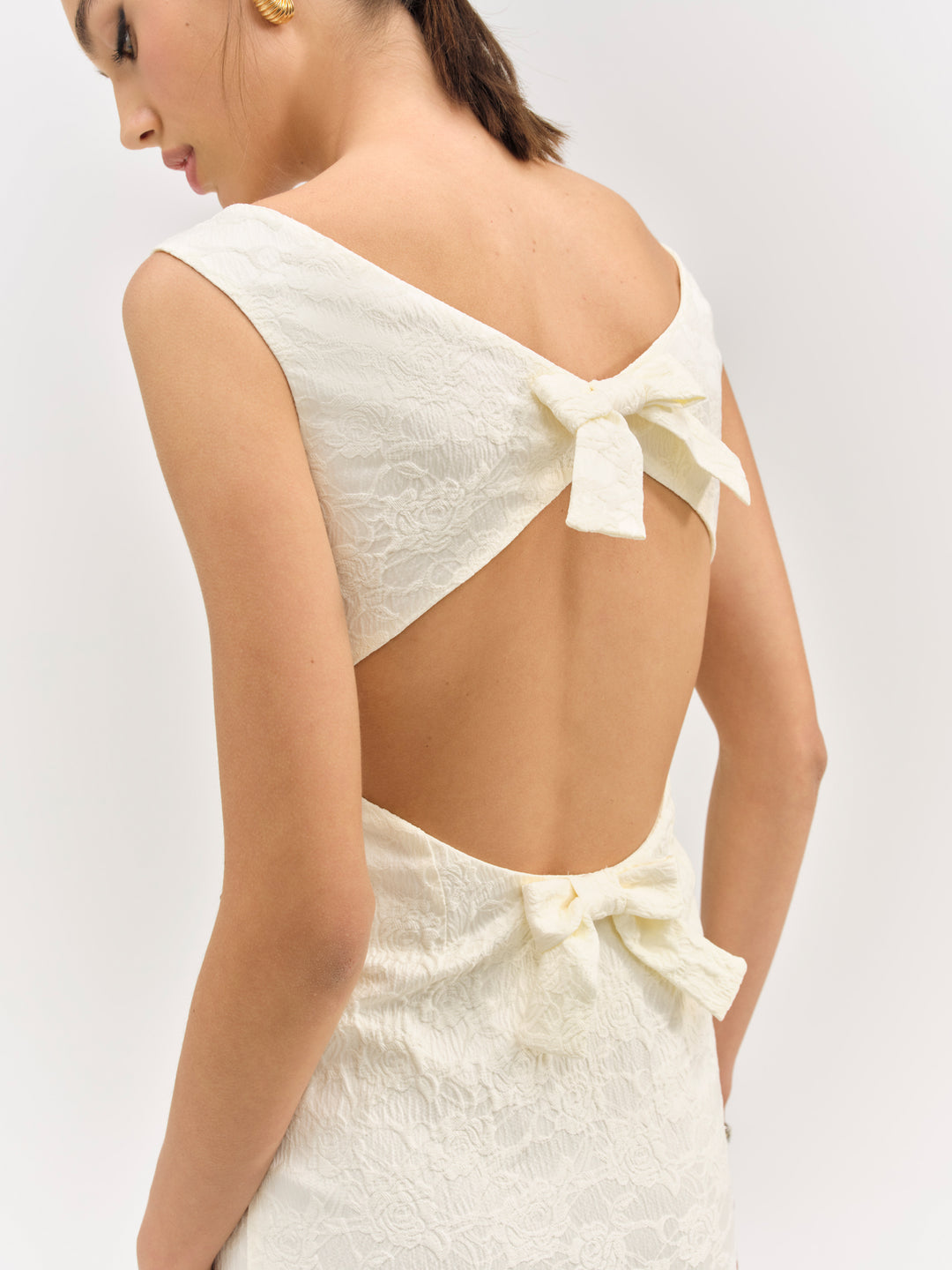 Rosie Jacquard Mini Dress — Cream