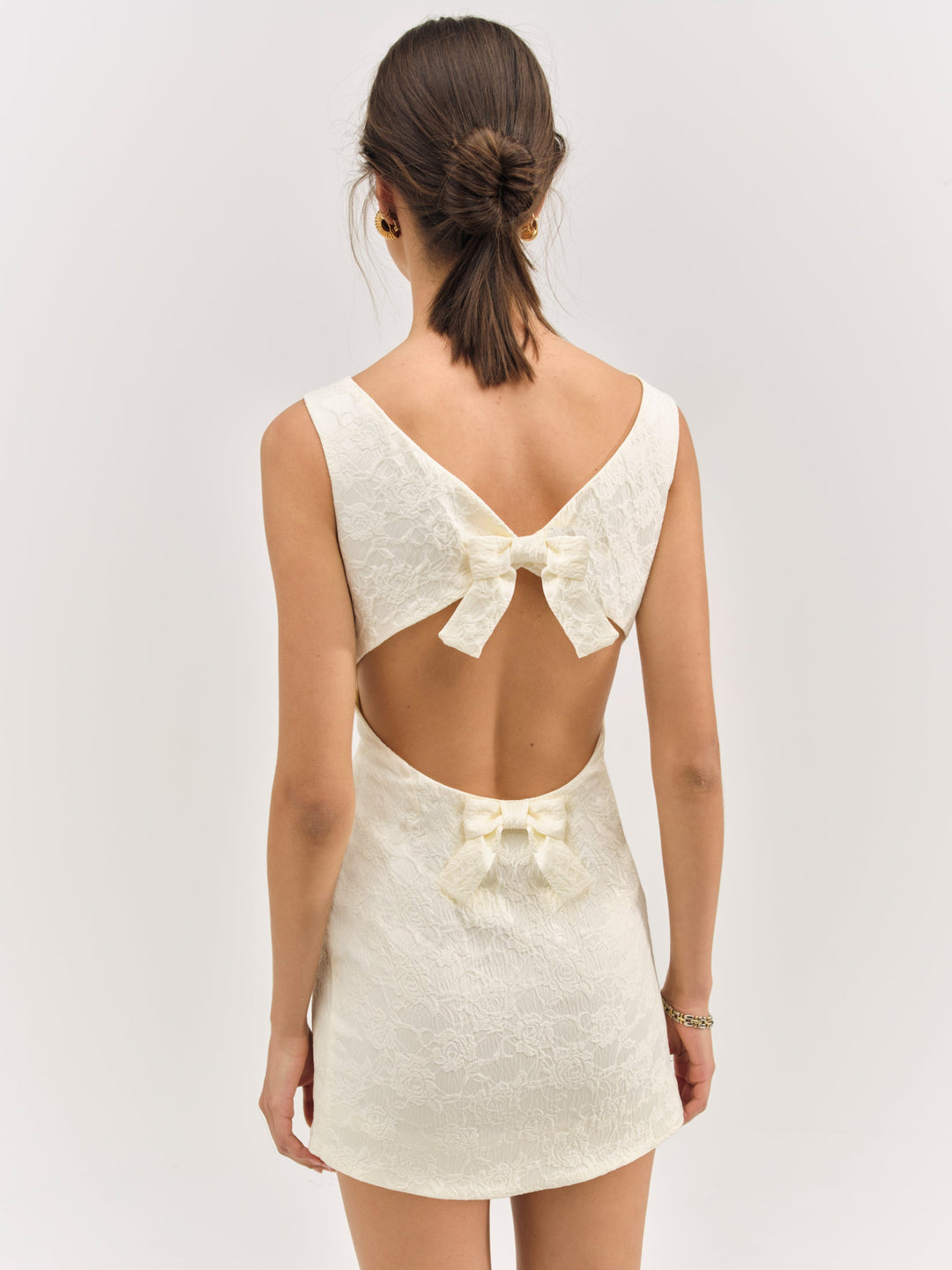 Rosie Jacquard Mini Dress — Cream