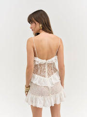 Lea Lace Mini Dress — Cream