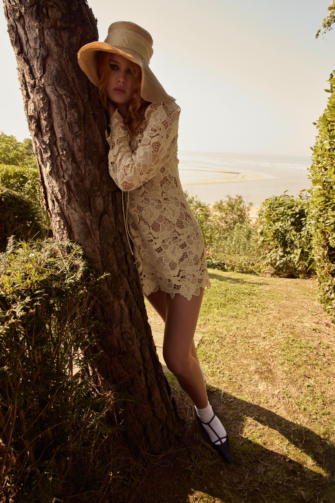 Coco Lace Long Sleeve Mini Dress — Cream