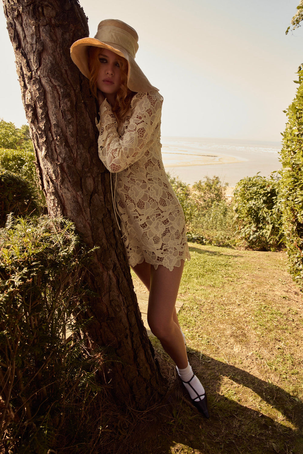 Coco Lace Long Sleeve Mini Dress — Cream