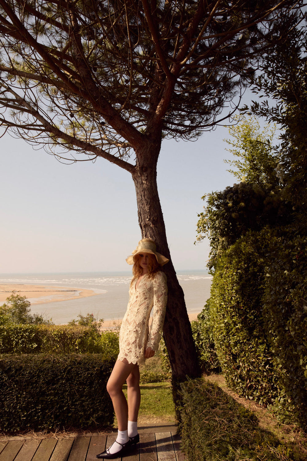 Coco Lace Long Sleeve Mini Dress — Cream