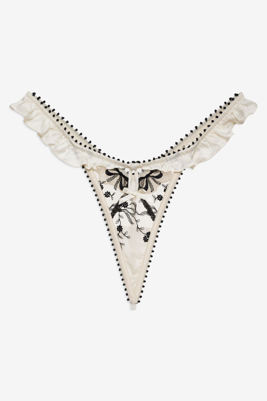 Bow Time Thong Panty — Cream