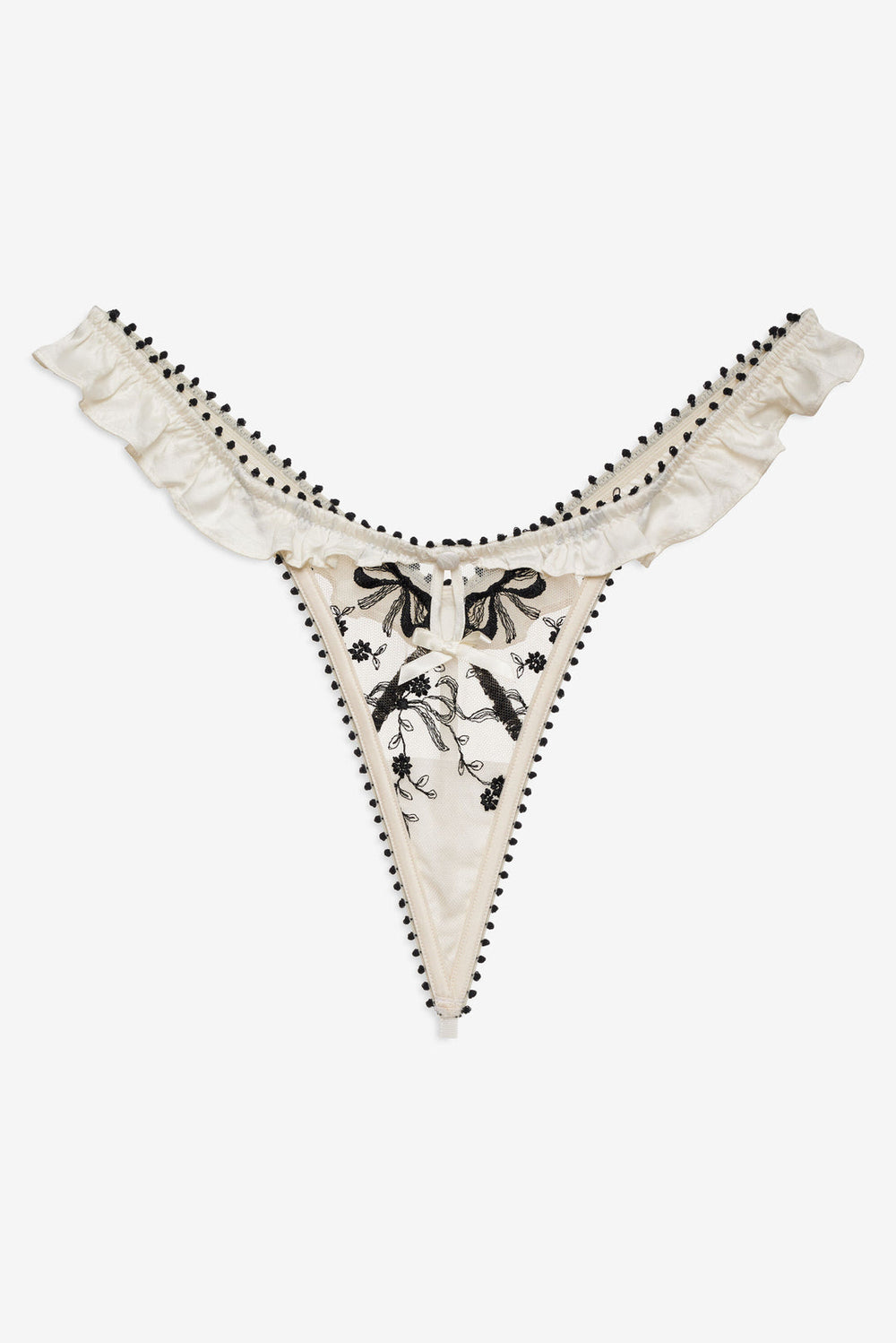 Bow Time Thong Panty — Cream