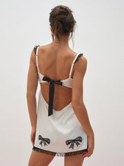 Bow Time Slip Dress — Cream
