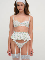 Budding Blossom Garter Belt — White