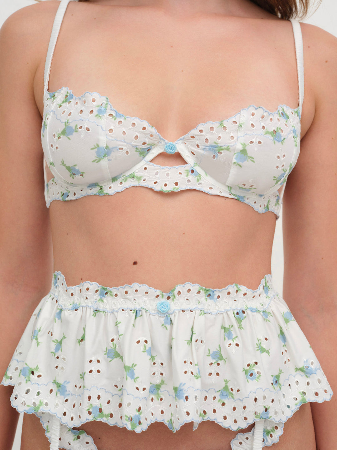 Budding Blossom Garter Belt — White