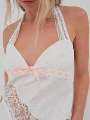 Summer Swirl Eyelet Slip Dress — White