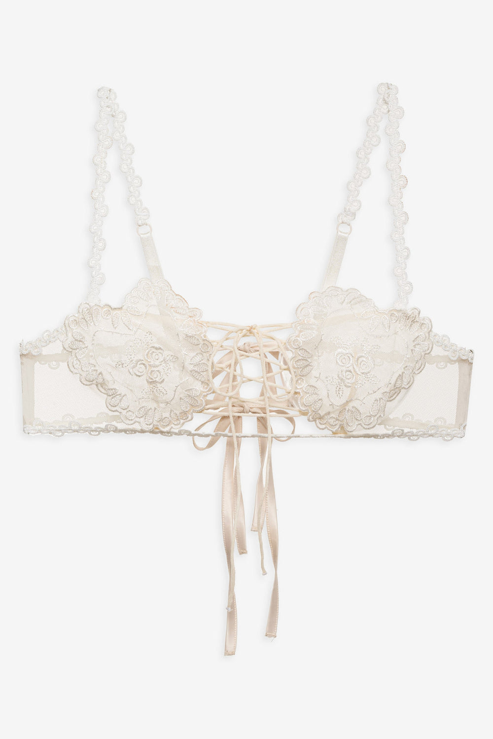 Vintage Embroidery Bra — White