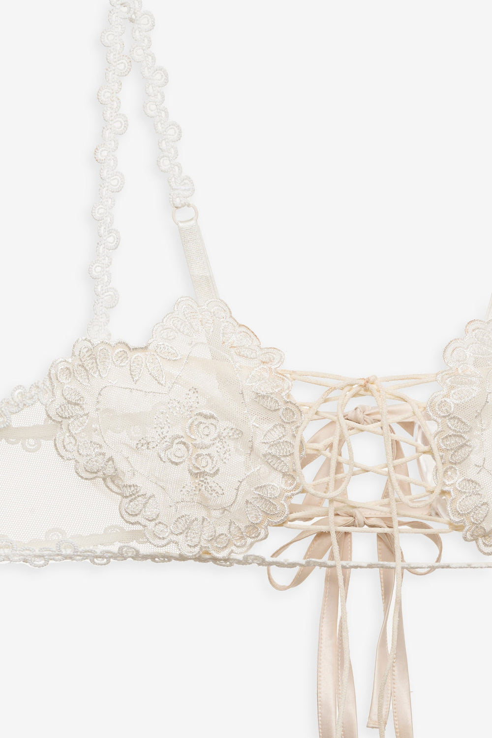 Vintage Embroidery Bra — White
