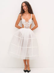 Blushing Blooms Midi Slip Dress — White