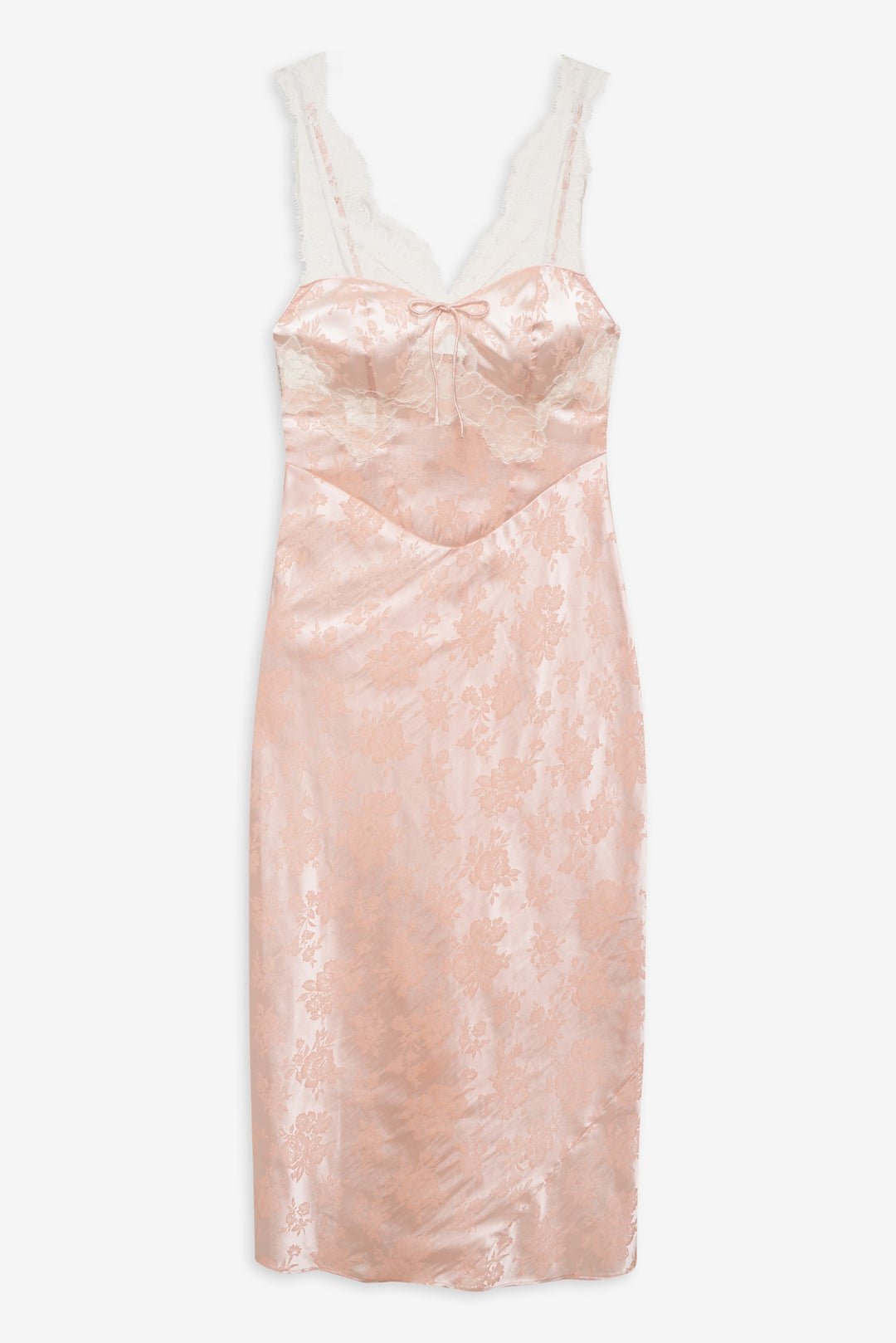 Audrey Jacquard Midi Slip — Peach