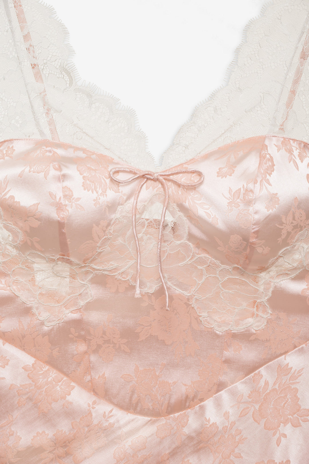 Audrey Jacquard Midi Slip — Peach