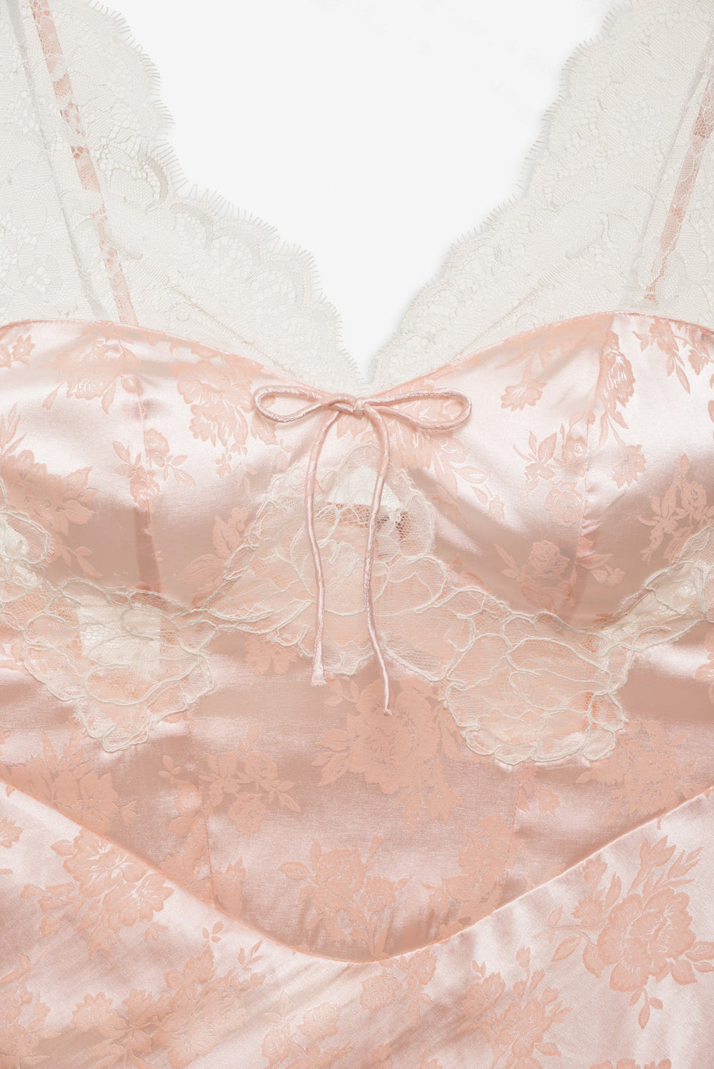 Audrey Jacquard Midi Slip — Peach