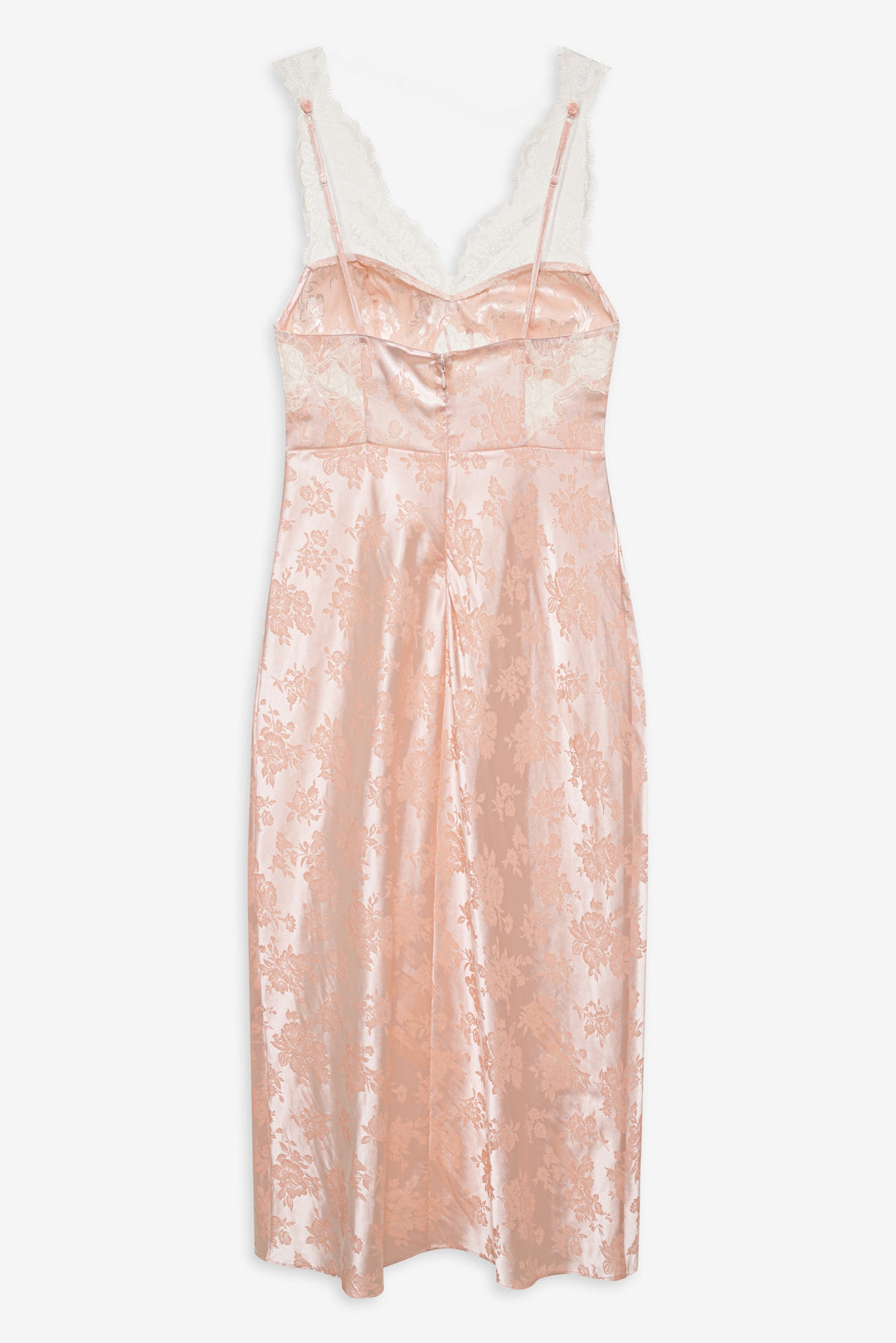 Audrey Jacquard Midi Slip — Peach
