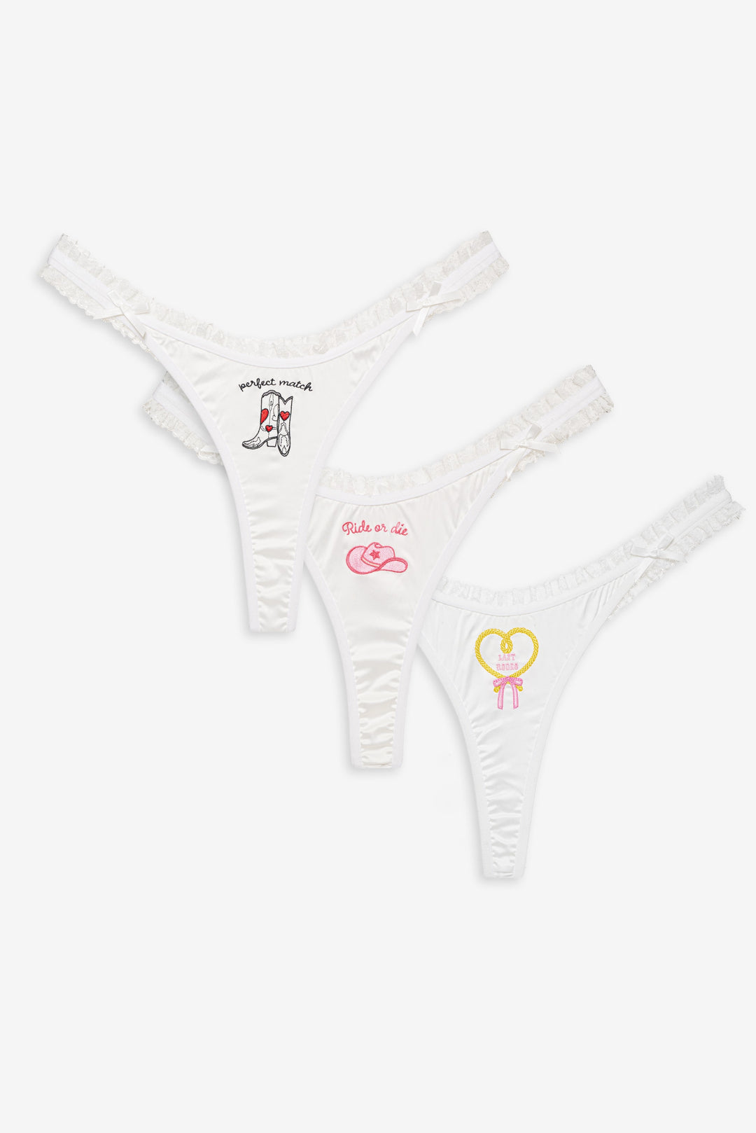 Bachelorette Thong Panty Pack — White