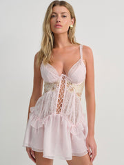 Flyaway Bow Slip Dress — Pink